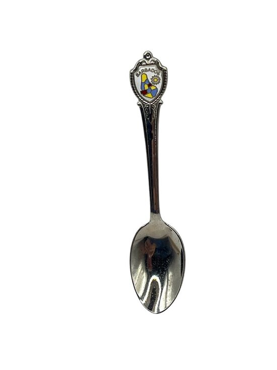 USA Other - Barbados Souvenir Spoon Enamel Shield Design Silver-Tone Collectible 4.5 Inches